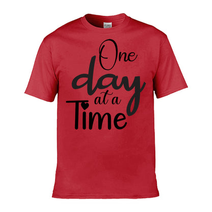 Mens T-Shirt (Gildan Softstyle 64000) - 9 Colours to choose from with 'One day at a time' message
