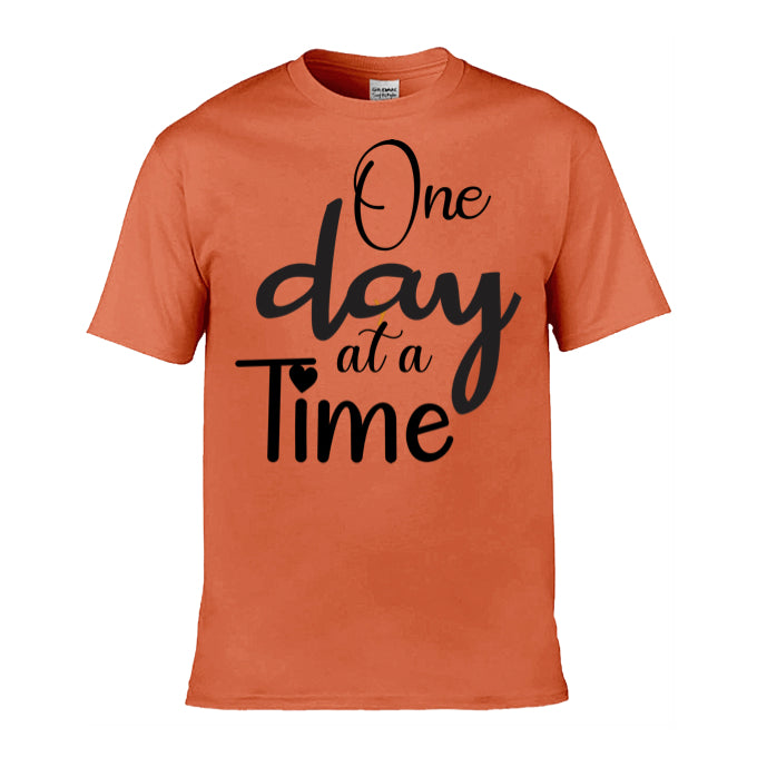 Mens T-Shirt (Gildan Softstyle 64000) - 9 Colours to choose from with 'One day at a time' message