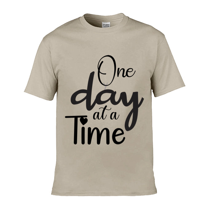 Mens T-Shirt (Gildan Softstyle 64000) - 9 Colours to choose from with 'One day at a time' message