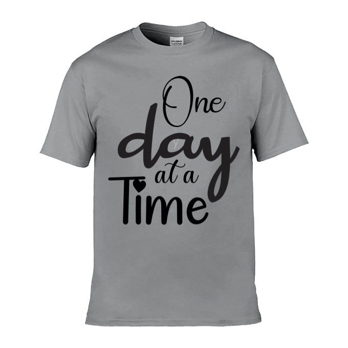 Mens T-Shirt (Gildan Softstyle 64000) - 9 Colours to choose from with 'One day at a time' message