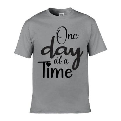 Mens T-Shirt (Gildan Softstyle 64000) - 9 Colours to choose from with 'One day at a time' message