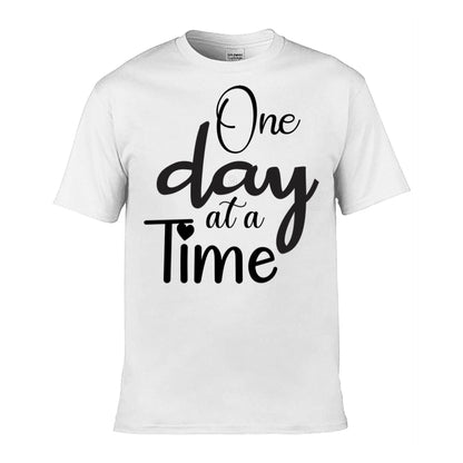 Mens T-Shirt (Gildan Softstyle 64000) - 9 Colours to choose from with 'One day at a time' message