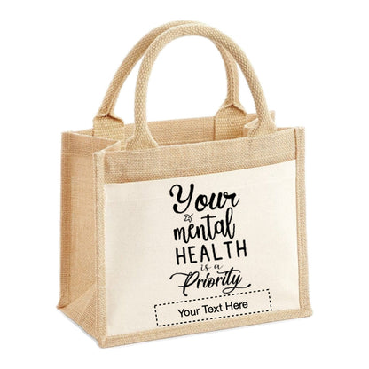 Jute Tote Bags - Mental Health Sayings