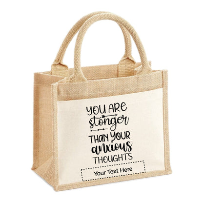 Jute Tote Bags - Mental Health Sayings
