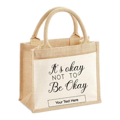 Jute Tote Bags - Mental Health Sayings