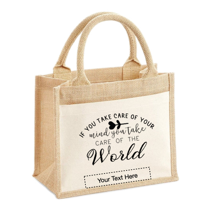 Jute Tote Bags - Mental Health Sayings