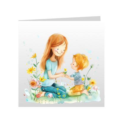 Square Greeting Cards for Woman & Child