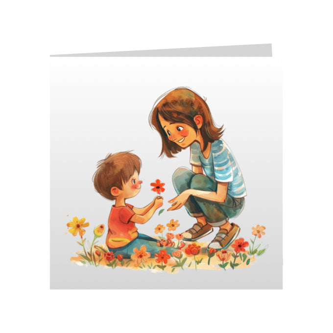 Square Greeting Cards for Woman & Child