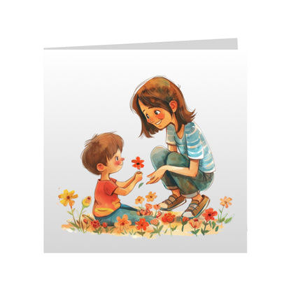 Square Greeting Cards for Woman & Child