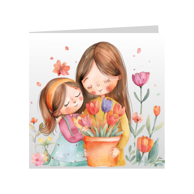 Square Greeting Cards for Woman & Child