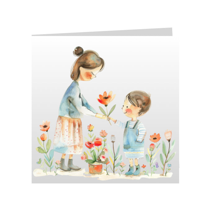 Square Greeting Cards for Woman & Child