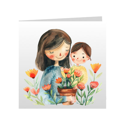 Square Greeting Cards for Woman & Child