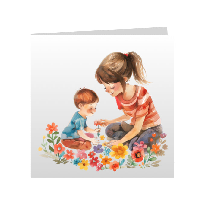 Square Greeting Cards for Woman & Child