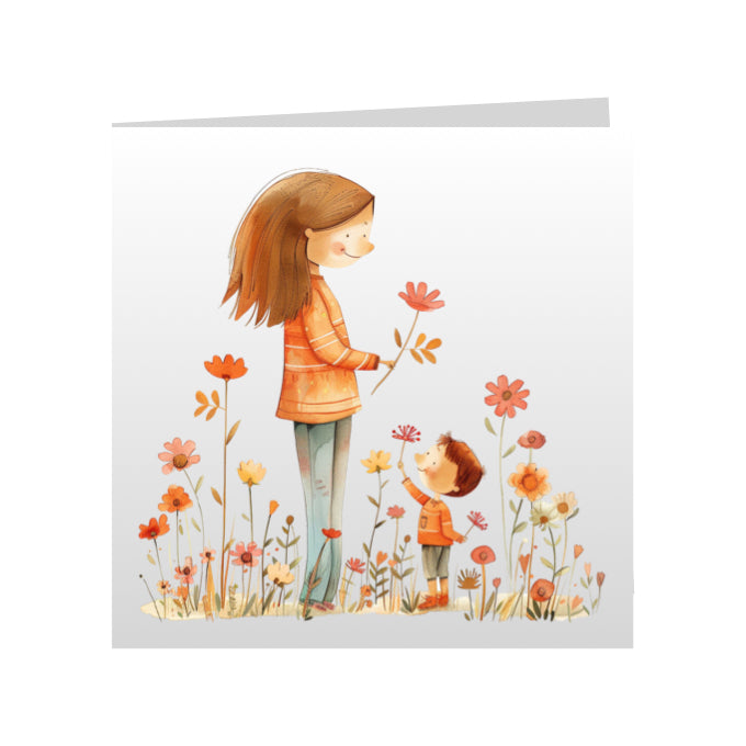 Square Greeting Cards for Woman & Child