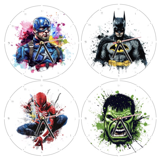 Clocks with 35x different Marvel Characters