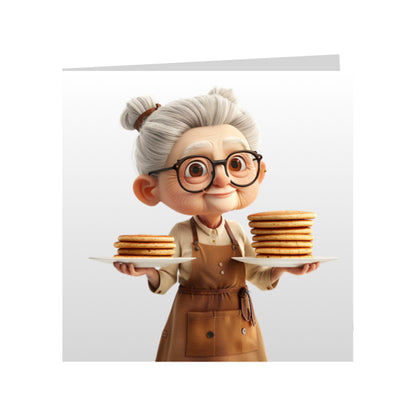 Square Greeting Cards - OAP's with Food & Drink