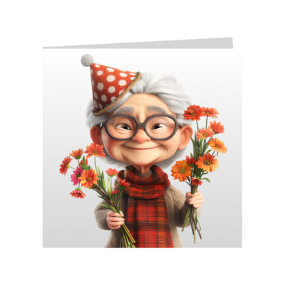 Square Greeting Cards - OAP Birthday