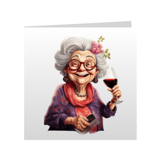 Square Greeting Cards - OAP's with Food & Drink