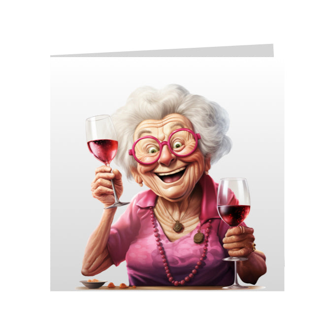 Square Greeting Cards - OAP's with Food & Drink