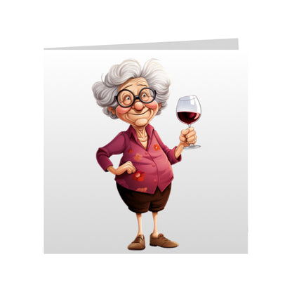 Square Greeting Cards - OAP's with Food & Drink