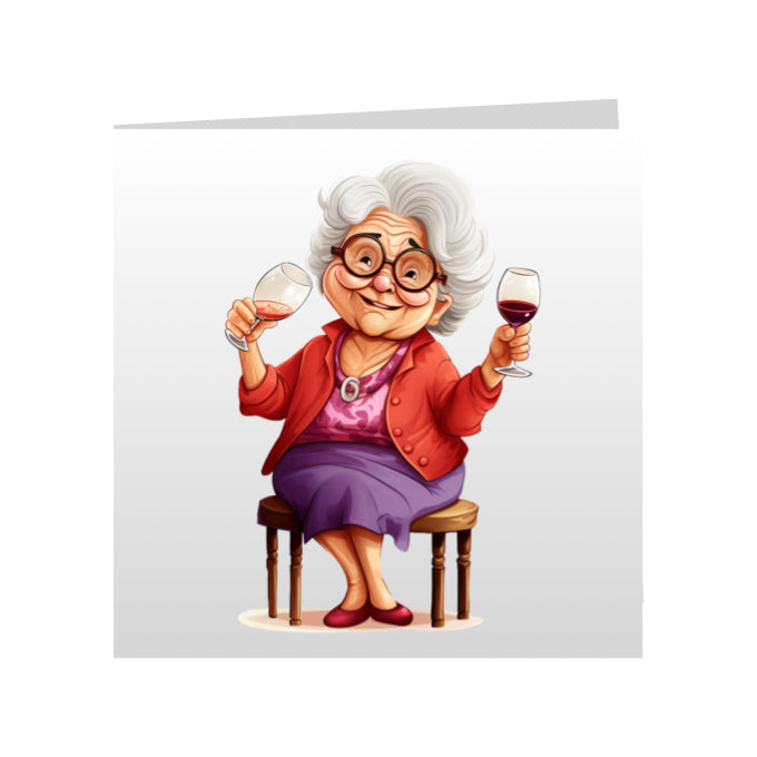 Square Greeting Cards - OAP's with Food & Drink