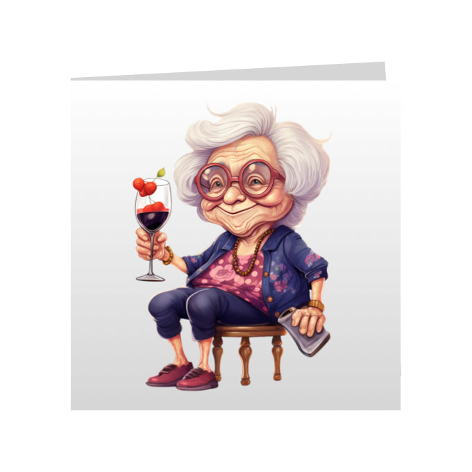 Square Greeting Cards - OAP's with Food & Drink