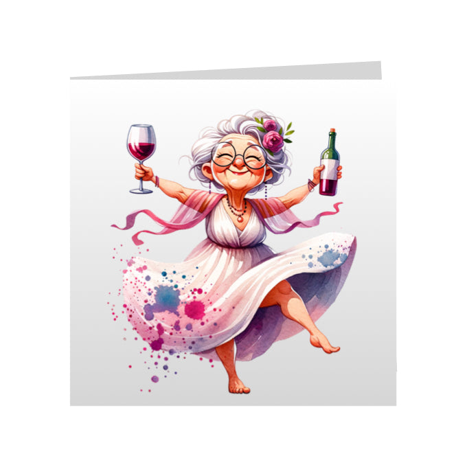 Square Greeting Cards - OAP's with Food & Drink