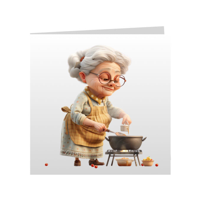 Square Greeting Cards - OAP's with Food & Drink