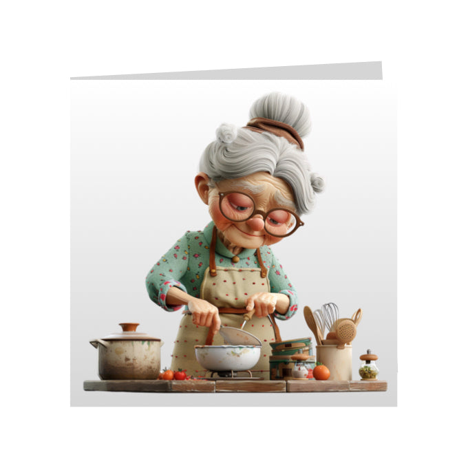 Square Greeting Cards - OAP's with Food & Drink