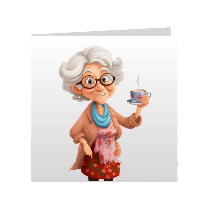 Square Greeting Cards - OAP's with Food & Drink