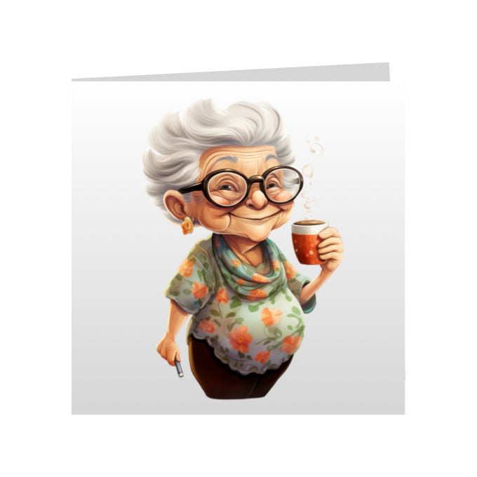 Square Greeting Cards - OAP's with Food & Drink