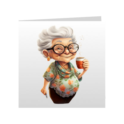 Square Greeting Cards - OAP's with Food & Drink