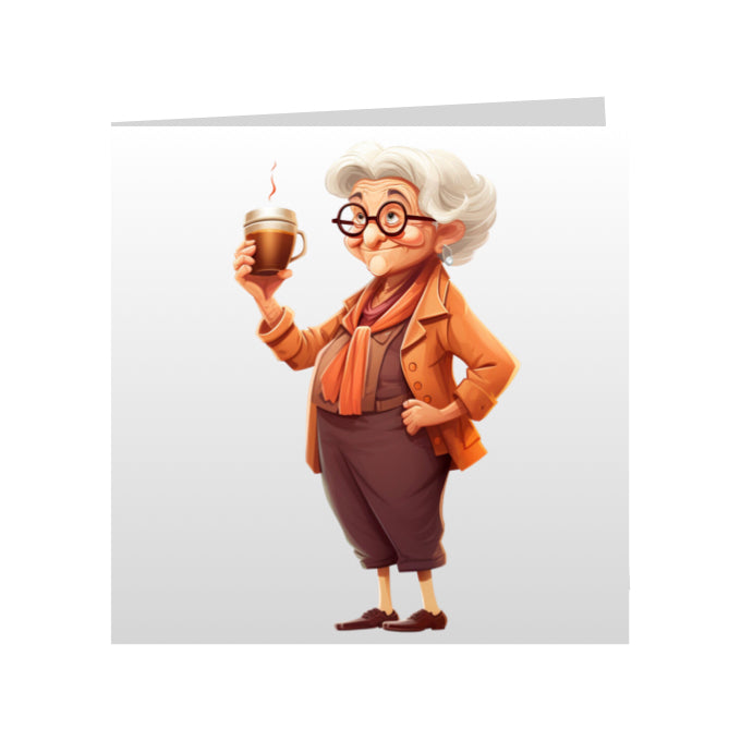 Square Greeting Cards - OAP's with Food & Drink