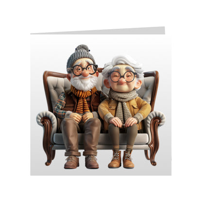 Square Greeting Cards - OAP men, women and couples