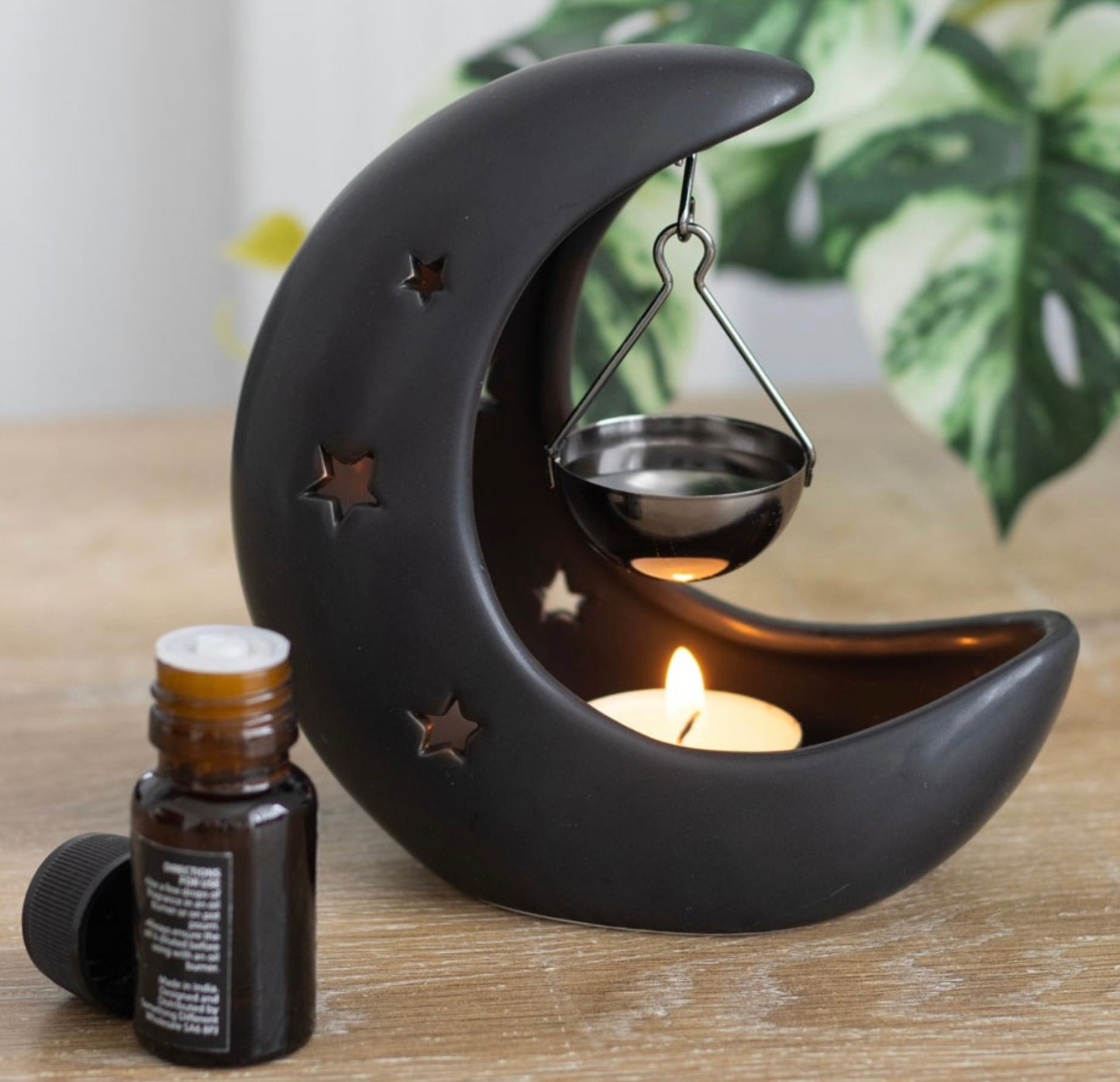 Black Crescent Moon Hanging Oil Burner