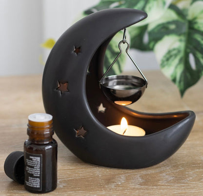 Black Crescent Moon Hanging Oil Burner
