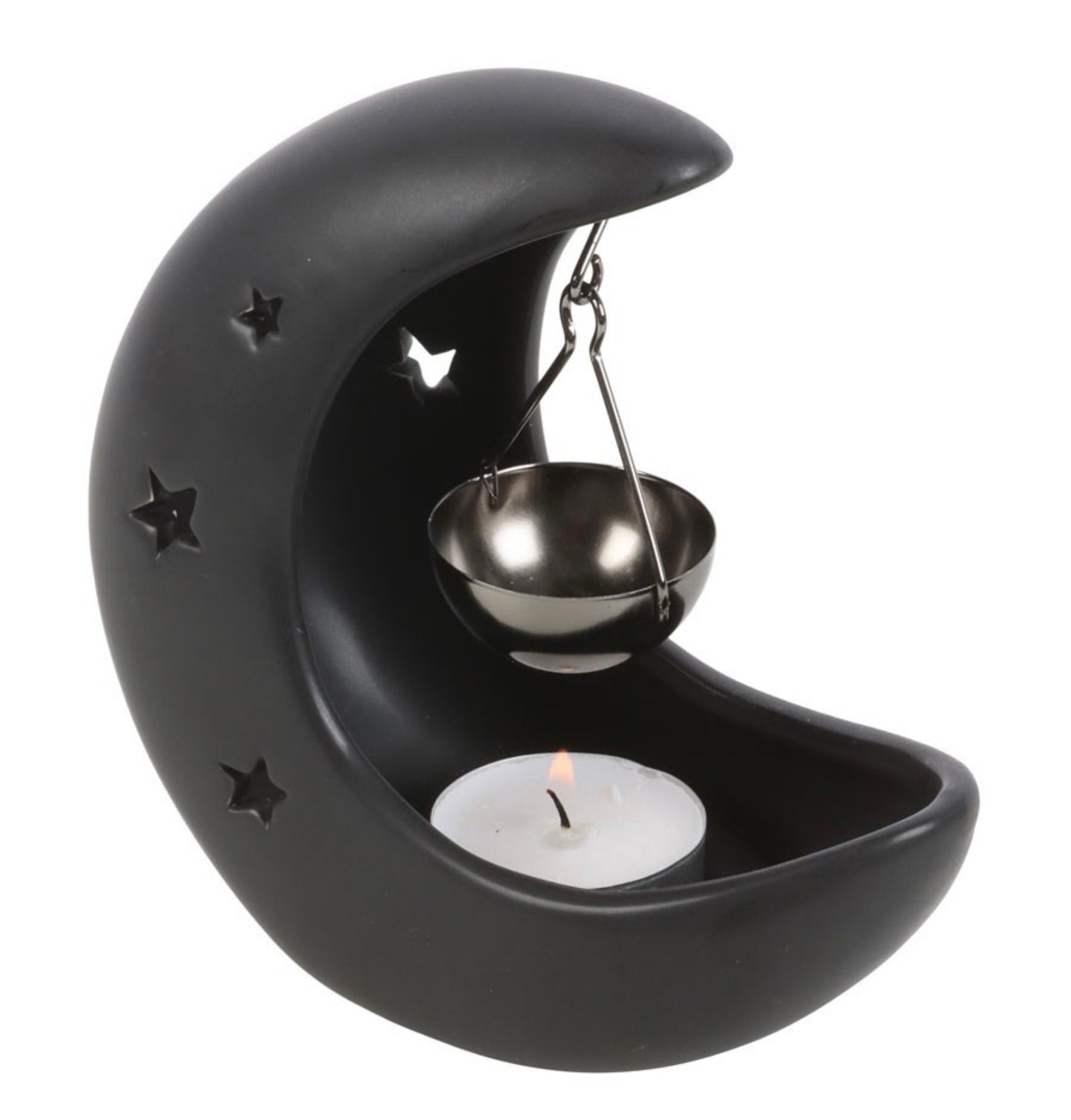 Black Crescent Moon Hanging Oil Burner