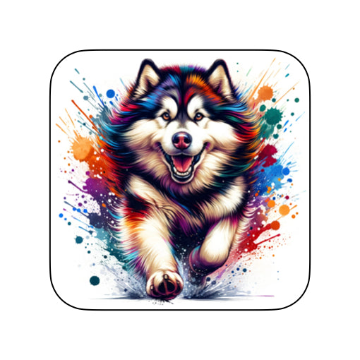 Coasters of paint splashed dog breeds