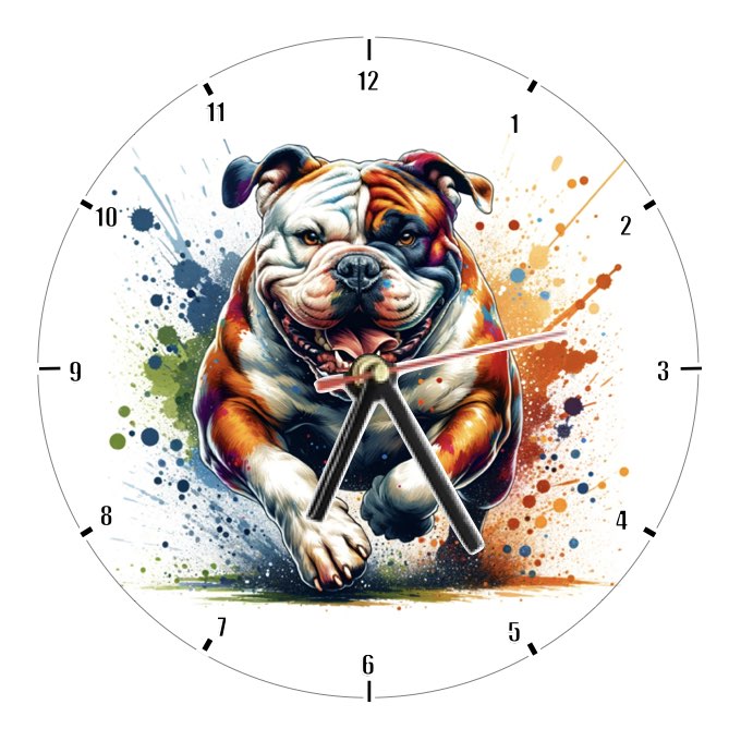 Clocks with 9x different paint splashed dog breeds