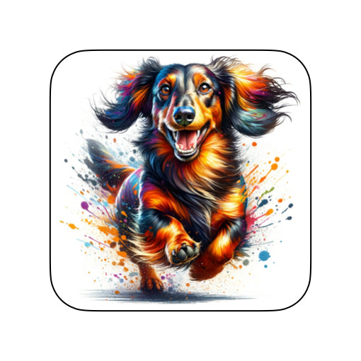 Coasters of paint splashed dog breeds