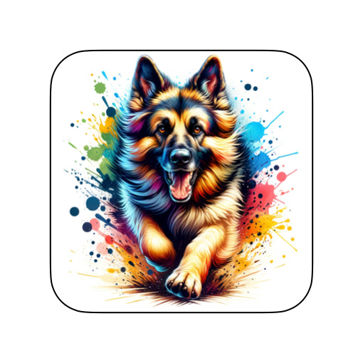 Coasters of paint splashed dog breeds