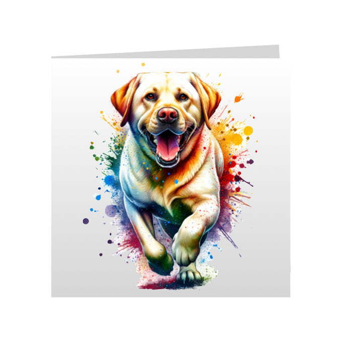 Square Greeting Cards with paint splashed dog breeds