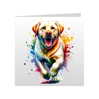 Square Greeting Cards with paint splashed dog breeds