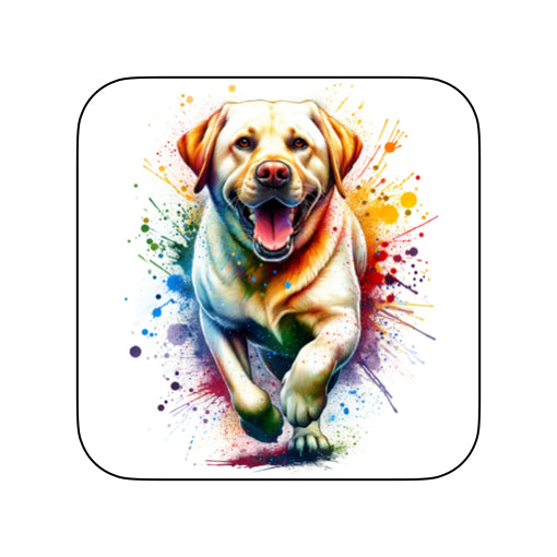 Coasters of paint splashed dog breeds