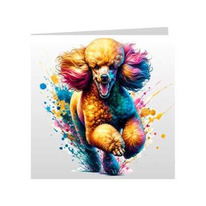 Square Greeting Cards with paint splashed dog breeds