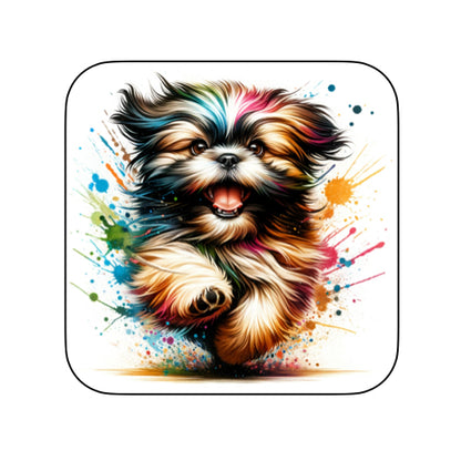 Coasters of paint splashed dog breeds