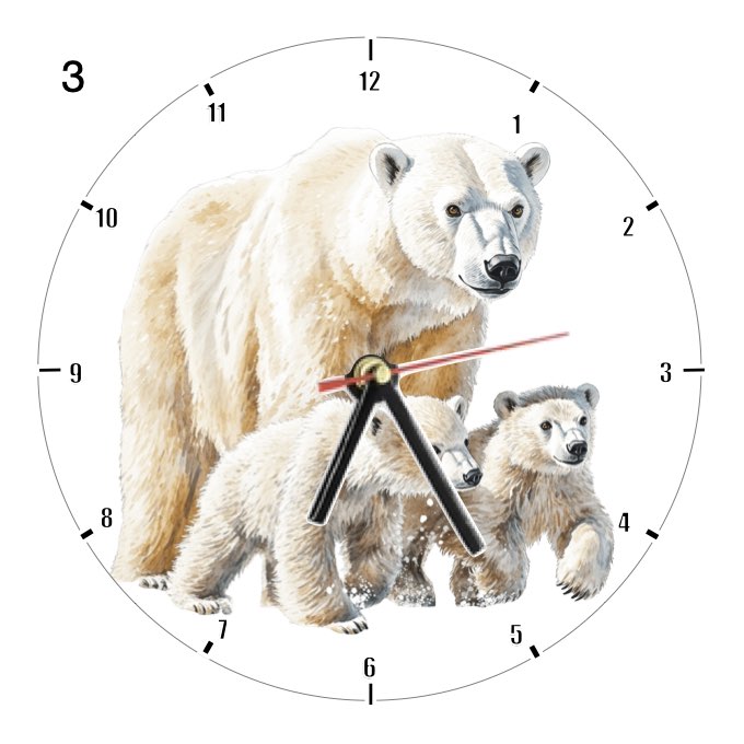 Clocks with 39x different Polar Bears