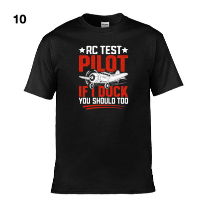 Mens T-Shirt (Gildan Softstyle 64000) - 10 Colours to choose from with an image of - RC test pilot if i duck you should too. 1