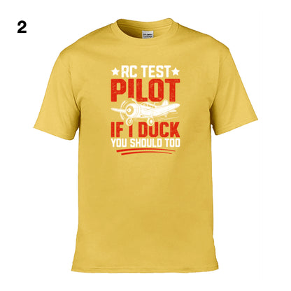 Mens T-Shirt (Gildan Softstyle 64000) - 10 Colours to choose from with an image of - RC test pilot if i duck you should too. 1