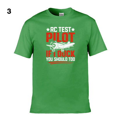 Mens T-Shirt (Gildan Softstyle 64000) - 10 Colours to choose from with an image of - RC test pilot if i duck you should too. 1